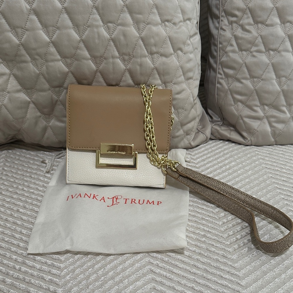 Ivanka Trump Tan and Cream Crossbody Bag